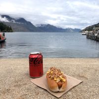 German vegan hotdog  at Hot Dog Inc in Queenstown