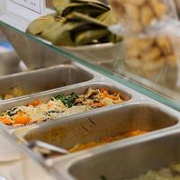 precooked food. there is much more than this. at Phaen Din Vegan Vegetarian - เจแผ่นดิน มังสวิรัติ in Chiang Mai