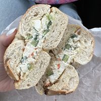 everything bagel with vegan veggie cream cheese   at Caesar's Bagels & Deli in Hamilton