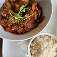 Moroccan Vegetable Tagine with rice (GF) instead of couscous at The Ginger Bistro in Fulwood