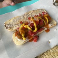 Hot dog at Los Muchitos Comida Vegana in Oaxaca