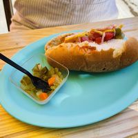 Vegan hotdog   at Los Muchitos Comida Vegana in Oaxaca