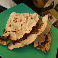 Tlayuda de champiñones at Los Muchitos Comida Vegana in Oaxaca