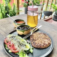 Chickpea milk was  at Los Muchitos Comida Vegana in Oaxaca