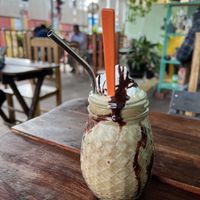 Vegan café frappe  at Los Muchitos Comida Vegana in Oaxaca