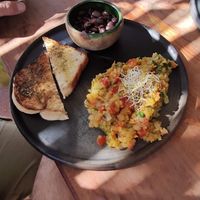 Huevos veganos at Los Muchitos Comida Vegana in Oaxaca