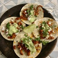 pastor taquitos  at Los Muchitos Comida Vegana in Oaxaca