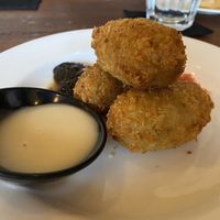 Vegan starters, tasty fried tempeh  at Father Field Bistro in Semarapura