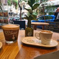 Greek coffee & Freddo Coffee with oat milk at Avocado in Athens