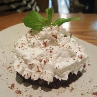 chocolate strawberry cake with whipped coconut cream at Avocado in Athens