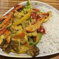 Vegetable curry with basmati rice  at Avocado in Athens