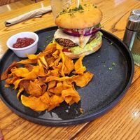 Avocado burger at Avocado in Athens