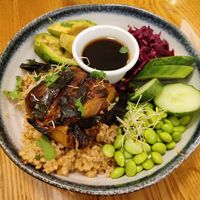 Peanut butter tofu bowl at Avocado in Athens