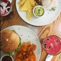 Burger et black bean wraps at Avocado in Athens