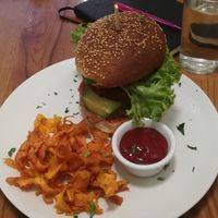 Avocado burger at Avocado in Athens
