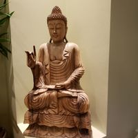 Statue decorating the restaurant at Avocado in Athens
