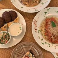 Falafel plate, tempeh pasta, vegan bolognese  at Avocado in Athens
