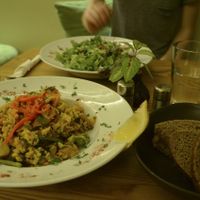 Viva Paella and Caesar Salad with Bread and Water at Avocado in Athens