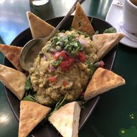 Bread with avocado hummus  at Avocado in Athens