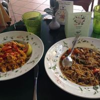 good Veg Paella and Udon Noodles at Avocado in Athens