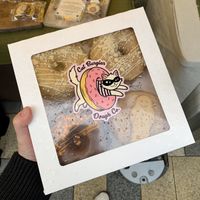 Box of donuts from the market, post-downpour ☔️ at Cat Burglar Dough Co in Brighton
