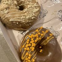 Baileys & coffee donut and chocolate orange donut 🍩 at Cat Burglar Dough Co in Brighton