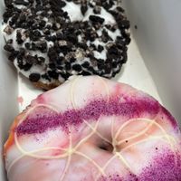 Tutti frutti and Oreo doughnuts  at Cat Burglar Dough Co in Brighton