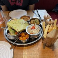 Market Thali, which includes a range of delicious foods - perfect for sharing between two.  at Mallow - Borough Market in South East London