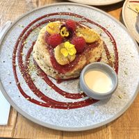 Raspberry pancakes  at Mallow - Borough Market in South East London