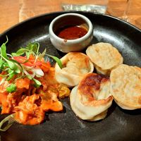 Dumplings with kimchi at Mallow - Borough Market in South East London