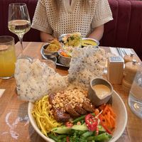 Market Thali and tempeh noodle salad  at Mallow - Borough Market in South East London
