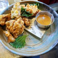 tempura fungi, shiso, szechuan passion dip at Mallow - Borough Market in South East London