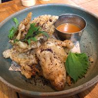 tempura fungi,
shiso, szechuan passion dip at Mallow - Borough Market in South East London