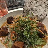 Sweet potatoe / red pepper laksa w/ rice noodles  at Mallow - Borough Market in South East London