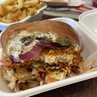 Truffle chick’n burger  at Mallow - Borough Market in South East London