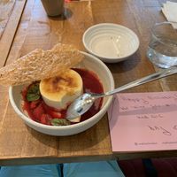 crème brûlée and birthday card  at Mallow - Borough Market in South East London