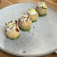 Spinach dahi puri  (again usually three but our waiter had them made up to four so we could share) at Mallow - Borough Market in South East London