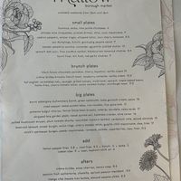 The menu  at Mallow - Borough Market in South East London