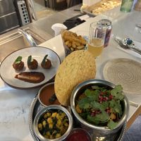 Chorizo croquettes, Thali and Cajun chips  at Mallow - Borough Market in South East London