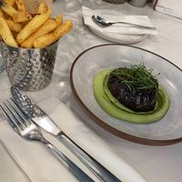 Aubergine and chips  at Mallow - Borough Market in South East London