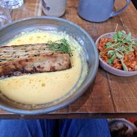 Courgette lasagne and kimchi at Mallow - Borough Market in South East London