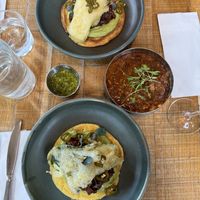 mechedo & pumpkin blossom/ chorizo caraotas negras/ aji picante verde  at Mallow - Borough Market in South East London