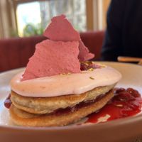 Cherry meringue pancakes  at Mallow - Borough Market in South East London
