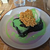 Ube french toast (black charcoal brioche, pandan cream, ube anglaise, crispy quinoa and vanilla ice cream)
(From the weekend brunch menu) at Mallow - Borough Market in South East London
