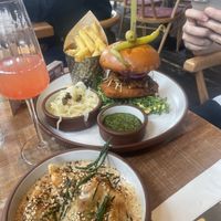 Gyoza and chickn burger  at Mallow - Borough Market in South East London