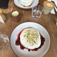 Pistachio pancakes (note the jug of pistachio cream!)   at Mallow - Borough Market in South East London