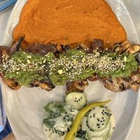 Oyster mushroom braised onion skewer   at Mallow - Borough Market in South East London