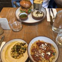 Hummus, pilau and burger   at Mallow - Borough Market in South East London