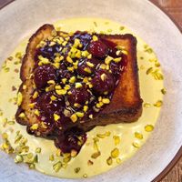 Berry brioche, pistachio sauce at Mallow - Borough Market in South East London
