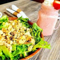 Caesar Salad and Strawberry Banana Smoothie at Avocado Theory in Tinley Park